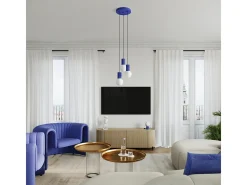 Sollux Lighting Lámpara Suspendida-Lámpara Colgante Halo Moderno De Aluminio/Vidrio - 1 Fuentes Luminosas - L.12 X A.120 Cm - Ultramarino Azul