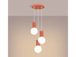 Hot Sollux Lighting Lámpara Colgante Halo Moderno De Aluminio/Vidrio - 3 Fuentes Luminosas - L.25 X A.125 Cm - Durazno Rosa
