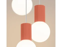 Hot Sollux Lighting Lámpara Colgante Halo Moderno De Aluminio/Vidrio - 3 Fuentes Luminosas - L.25 X A.125 Cm - Durazno Rosa