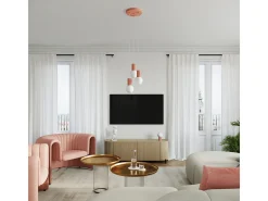 Hot Sollux Lighting Lámpara Colgante Halo Moderno De Aluminio/Vidrio - 3 Fuentes Luminosas - L.25 X A.125 Cm - Durazno Rosa