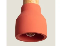 Ledkia Lámpara Suspendida-Lámpara Colgante Hormigón y Madera Luster Terracota Multicolor