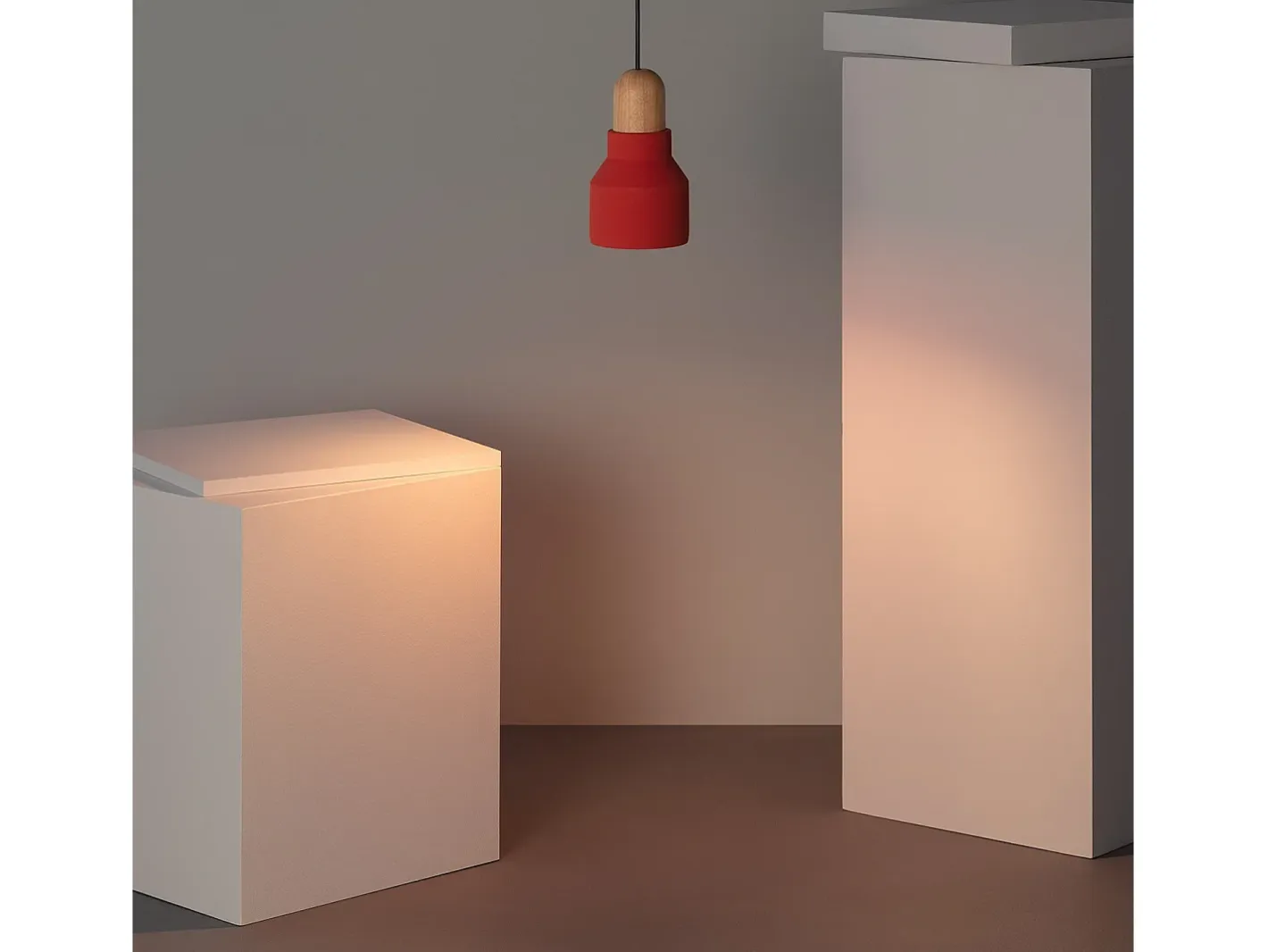 Ledkia Lámpara Suspendida-Lámpara Colgante Hormigón y Madera Luster Terracota Multicolor