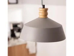 Ledkia Lámpara Colgante Hormigón y Madera Kukojoa Gris Multicolor Outlet