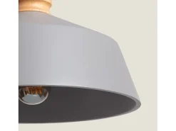 Ledkia Lámpara Colgante Hormigón y Madera Kukojoa Gris Multicolor Outlet