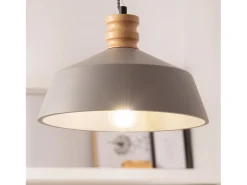 Ledkia Lámpara Colgante Hormigón y Madera Kukojoa Gris Multicolor Outlet