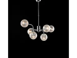 Lámpara colgante Ikarus en hierro cromado pulido 6 luces X 92 Ø86 BL213-6-CR Plateado New