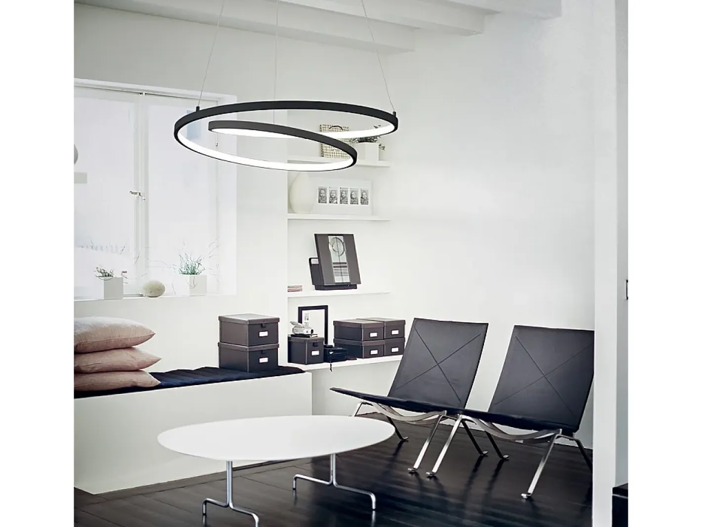 Ideal Lux Lámpara colgante integrada LED decorativa en forma de remolino blanca, 3000K Blanco