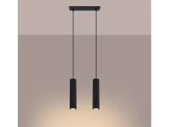 Sollux Lighting Lámpara Suspendida-Lámpara Colgante Karbon Minimalista De Aluminio - 2 Fuentes Luminosas - L.30 X A.90 Cm - Negro