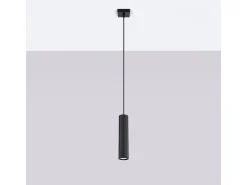 Sollux Lighting Lámpara Suspendida-Lámpara Colgante Karbon Minimalista De Aluminio - 1 Fuentes Luminosas - L.8 X A.118 Cm - Negro