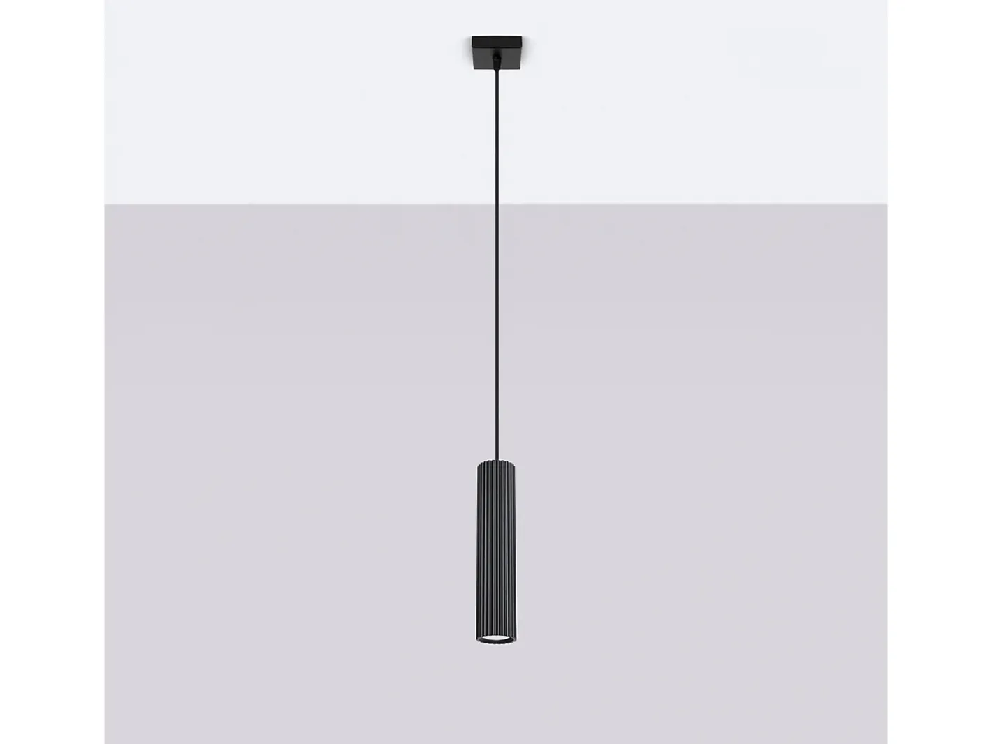 Sollux Lighting Lámpara Suspendida-Lámpara Colgante Karbon Minimalista De Aluminio - 1 Fuentes Luminosas - L.8 X A.118 Cm - Negro