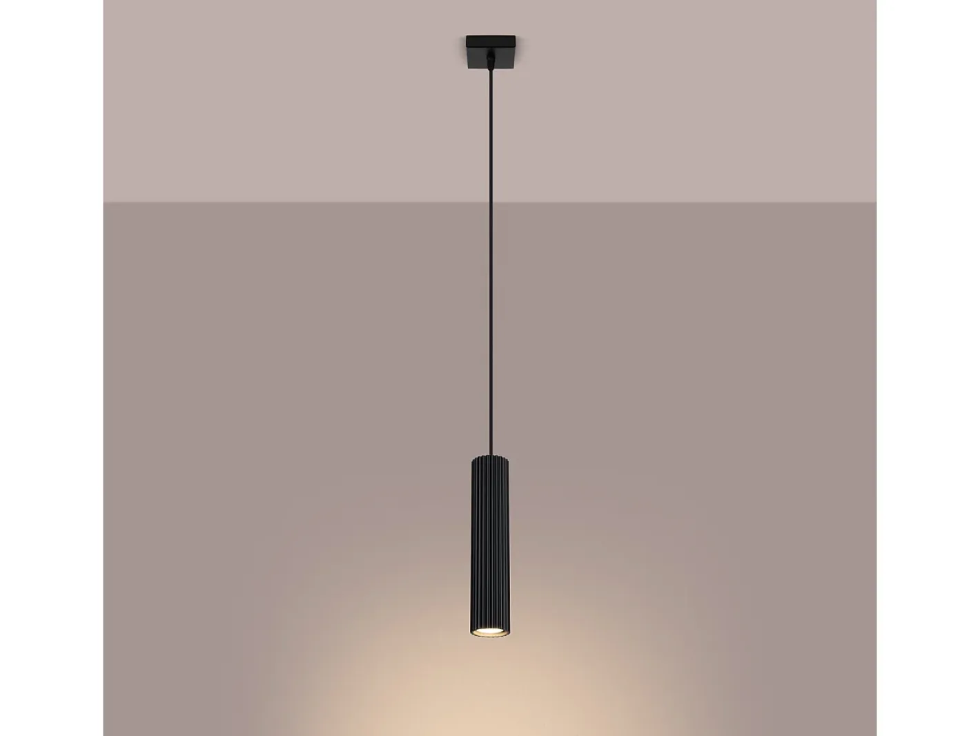 Sollux Lighting Lámpara Suspendida-Lámpara Colgante Karbon Minimalista De Aluminio - 1 Fuentes Luminosas - L.8 X A.118 Cm - Negro