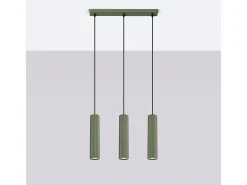 Discount Sollux Lighting Lámpara Colgante Karbon Minimalista De Aluminio - 3 Fuentes Luminosas - L.45 X A.98 Cm - Oliva Verde