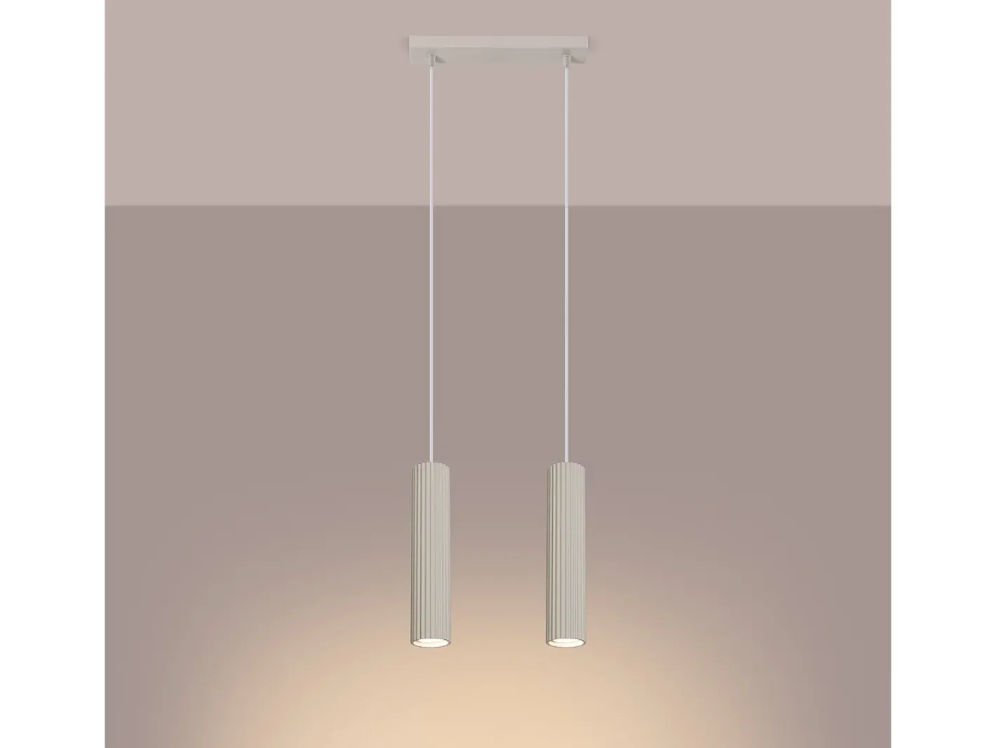 Sollux Lighting Lámpara Colgante Karbon Minimalista De Aluminio - 2 Fuentes Luminosas - L.30 X A.90 Cm - Beige Discount