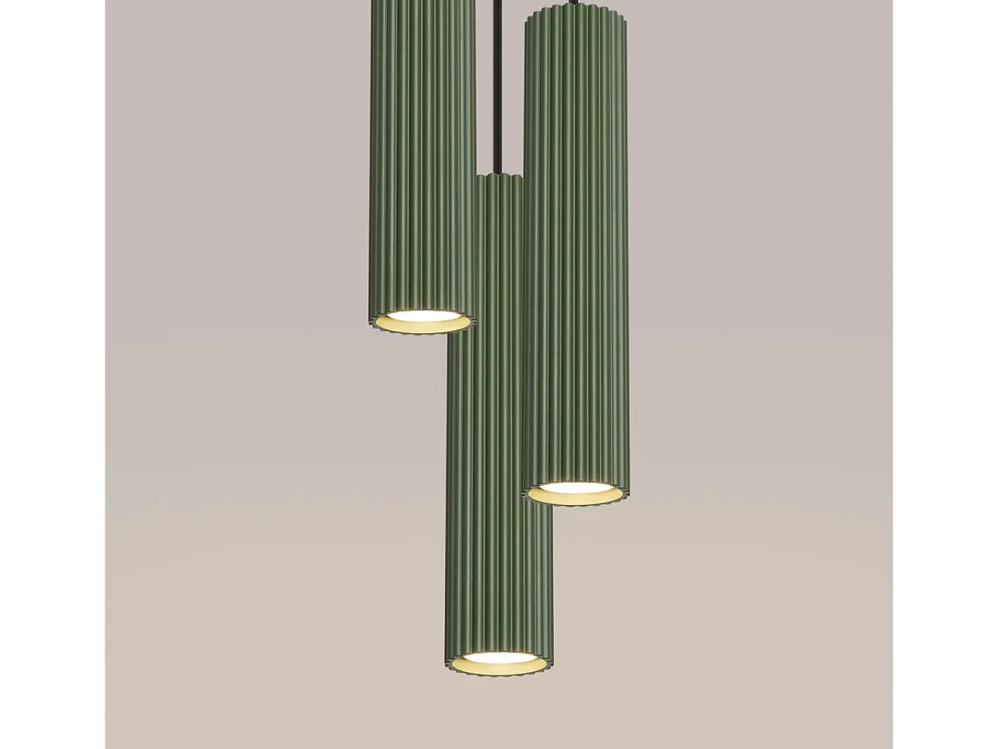 Best Sollux Lighting Lámpara Colgante Karbon Minimalista De Aluminio - 3 Fuentes Luminosas - L.19,5 X A.108 Cm - Oliva Verde