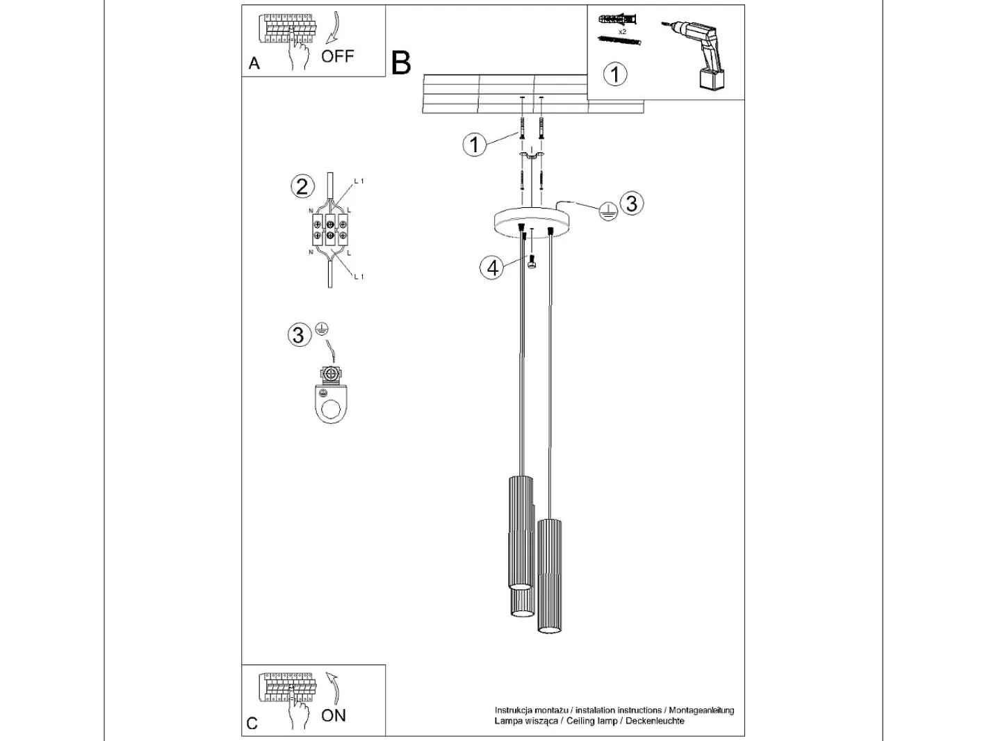 Best Sollux Lighting Lámpara Colgante Karbon Minimalista De Aluminio - 3 Fuentes Luminosas - L.19,5 X A.108 Cm - Oliva Verde