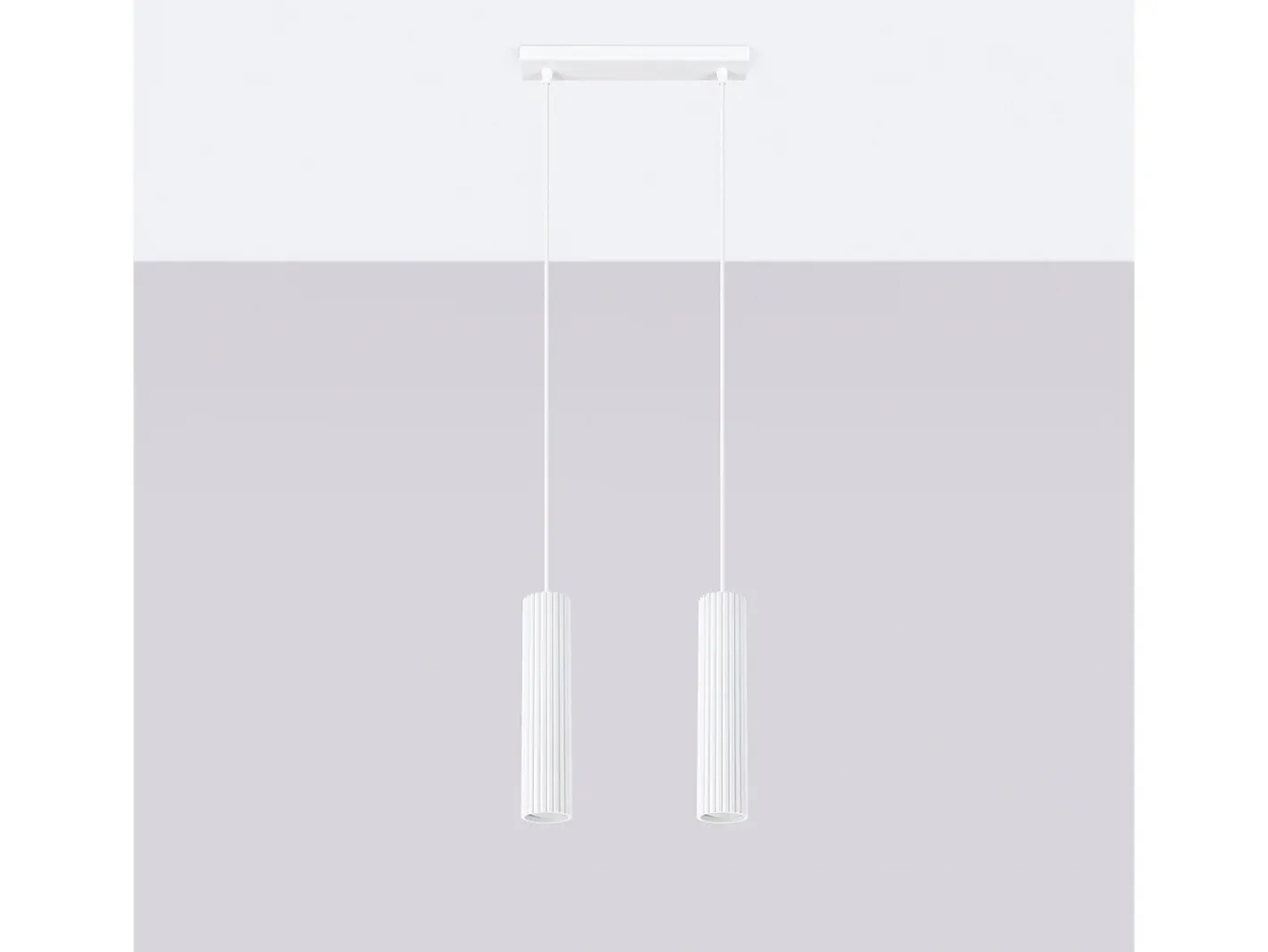 Sollux Lighting Lámpara Colgante Karbon Minimalista De Aluminio - 2 Fuentes Luminosas - L.30 X A.90 Cm - Blanco New