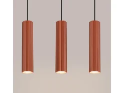 Sollux Lighting Lámpara Colgante Karbon Minimalista De Aluminio - 3 Fuentes Luminosas - L.45 X A.98 Cm - Ocre Rojo Hot
