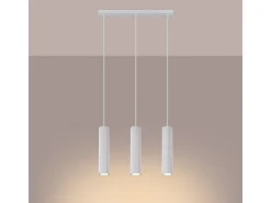 Sollux Lighting Lámpara Suspendida-Lámpara Colgante Karbon Minimalista De Aluminio - 3 Fuentes Luminosas - L.45 X A.98 Cm - Blanco