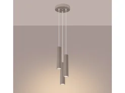 Hot Sollux Lighting Lámpara Colgante Karbon Minimalista De Aluminio - 3 Fuentes Luminosas - L.19,5 X A.108 Cm - Pardo Gris
