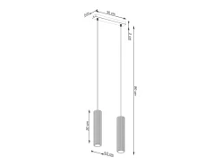 Clearance Sollux Lighting Lámpara Colgante Karbon Minimalista De Aluminio - 2 Fuentes Luminosas - L.30 X A.90 Cm - Ocre Rojo