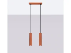 Clearance Sollux Lighting Lámpara Colgante Karbon Minimalista De Aluminio - 2 Fuentes Luminosas - L.30 X A.90 Cm - Ocre Rojo
