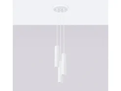 Sollux Lighting Lámpara Colgante Karbon Minimalista De Aluminio - 3 Fuentes Luminosas - L.19,5 X A.108 Cm - Blanco Discount