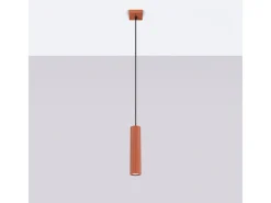Clearance Sollux Lighting Lámpara Colgante Karbon Minimalista De Aluminio - 1 Fuentes Luminosas - L.8 X A.118 Cm - Ocre Rojo