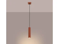Clearance Sollux Lighting Lámpara Colgante Karbon Minimalista De Aluminio - 1 Fuentes Luminosas - L.8 X A.118 Cm - Ocre Rojo