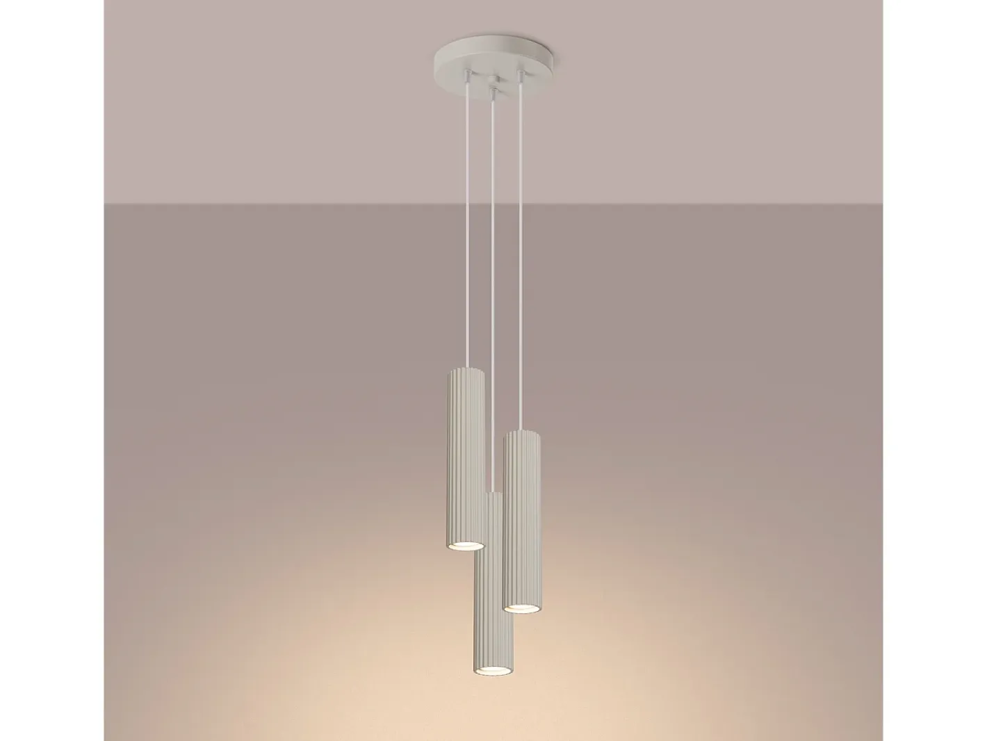 Discount Sollux Lighting Lámpara Colgante Karbon Minimalista De Aluminio - 3 Fuentes Luminosas - L.19,5 X A.108 Cm - Beige