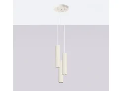Discount Sollux Lighting Lámpara Colgante Karbon Minimalista De Aluminio - 3 Fuentes Luminosas - L.19,5 X A.108 Cm - Beige