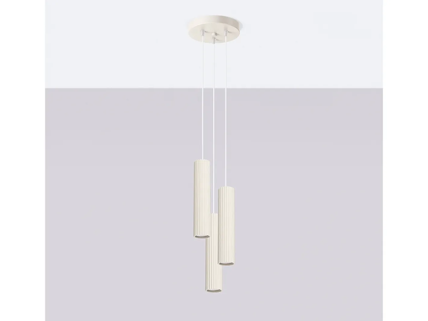 Discount Sollux Lighting Lámpara Colgante Karbon Minimalista De Aluminio - 3 Fuentes Luminosas - L.19,5 X A.108 Cm - Beige