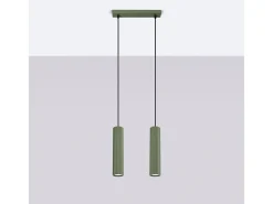 Sollux Lighting Lámpara Colgante Karbon Minimalista De Aluminio - 2 Fuentes Luminosas - L.30 X A.90 Cm - Oliva Verde Hot