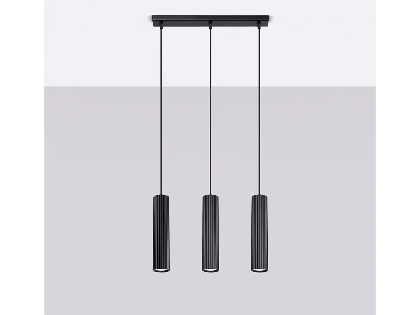 Sollux Lighting Lámpara Colgante Karbon Minimalista De Aluminio - 3 Fuentes Luminosas - L.45 X A.98 Cm - Negro