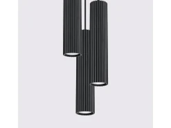 Clearance Sollux Lighting Lámpara Colgante Karbon Minimalista De Aluminio - 3 Fuentes Luminosas - L.19,5 X A.108 Cm - Negro