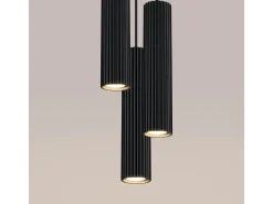 Clearance Sollux Lighting Lámpara Colgante Karbon Minimalista De Aluminio - 3 Fuentes Luminosas - L.19,5 X A.108 Cm - Negro