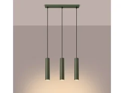 Sollux Lighting Lámpara Colgante Lagos Desván De Acero - 3 Fuentes Luminosas - L.45 X A.98 Cm - Oliva Verde Clearance