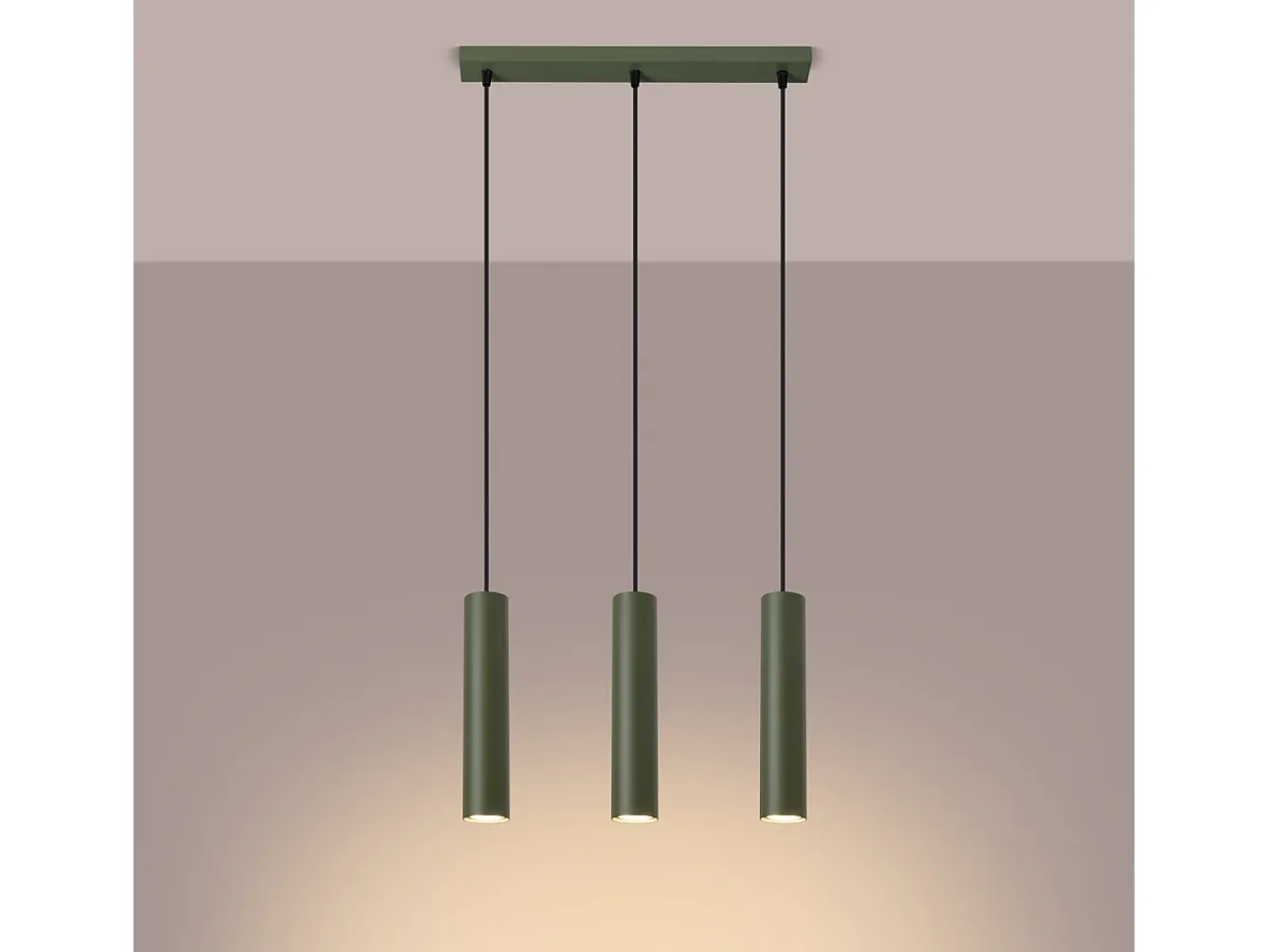 Sollux Lighting Lámpara Colgante Lagos Desván De Acero - 3 Fuentes Luminosas - L.45 X A.98 Cm - Oliva Verde Clearance