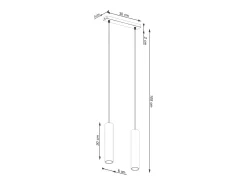 Sollux Lighting Lámpara Suspendida-Lámpara Colgante Lagos Desván De Acero - 2 Fuentes Luminosas - L.30 X A.105 Cm - Oliva Verde
