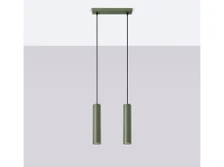 Sollux Lighting Lámpara Suspendida-Lámpara Colgante Lagos Desván De Acero - 2 Fuentes Luminosas - L.30 X A.105 Cm - Oliva Verde