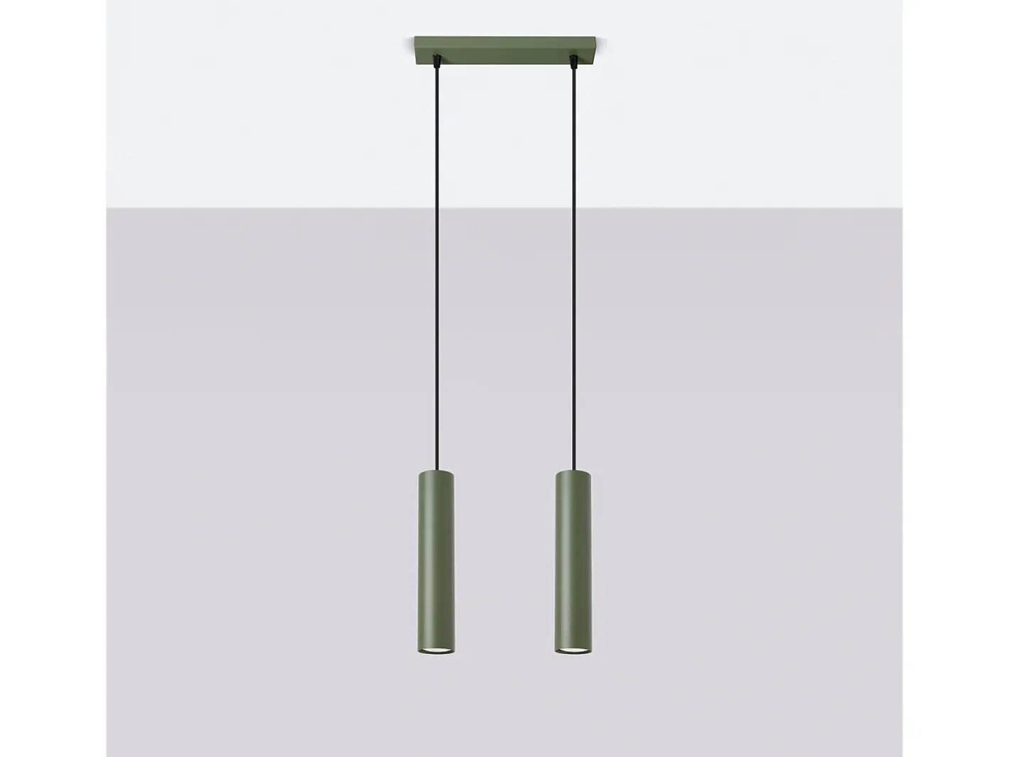 Sollux Lighting Lámpara Suspendida-Lámpara Colgante Lagos Desván De Acero - 2 Fuentes Luminosas - L.30 X A.105 Cm - Oliva Verde