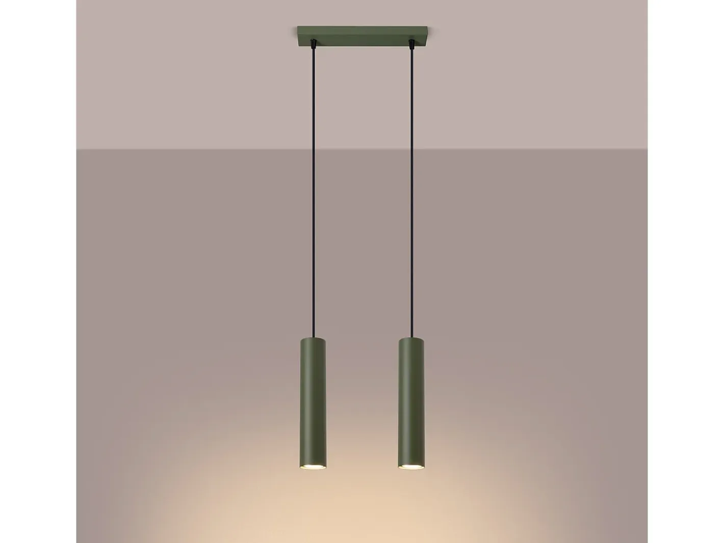 Sollux Lighting Lámpara Suspendida-Lámpara Colgante Lagos Desván De Acero - 2 Fuentes Luminosas - L.30 X A.105 Cm - Oliva Verde