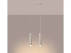 Sollux Lighting Lámpara Suspendida-Lámpara Colgante Lagos Desván De Acero - 2 Fuentes Luminosas - L.30 X A.105 Cm - Beige