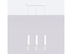 Best Sollux Lighting Lámpara Colgante Lami Moderno De Acero - 3 Fuentes Luminosas - L.40 X A.125 Cm - Blanco