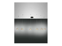 Sale Lámpara colgante LED Arabella de metal y cristal soplado ámbar 3547-46-125 Fabas Luce Naranja