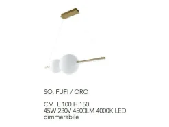 Lámpara Suspendida-Lámpara colgante Led de metal y cristal soplado Fufi de Ondaluce 45w Regulable 3000k Blanco