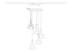Lámpara colgante LED Lila de metal y cristal borosilicato 3481-49-362 Fabas Luce Multicolor Online