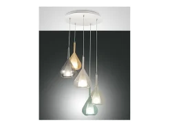 Lámpara colgante LED Lila de metal y cristal borosilicato 3481-49-362 Fabas Luce Multicolor Online