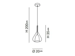 Plafón-Lámpara colgante LED Lila de metal y cristal borosilicato ahumado 3481-40-126 Fabas Luce Gris