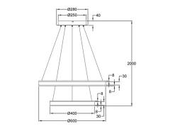 Lámpara colgante LED Palau 108W 3000K Regulable Ø60 y Ø40 cm Oro Mate - Dos Aros de Metal y Metacrilato Dorado Best
