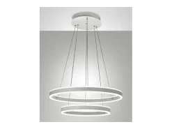 Lámpara colgante LED Palau 108W 3000K Regulable Ø60 y Ø40 cm Plata - Dos anillos de metal y metacrilato Plateado Best